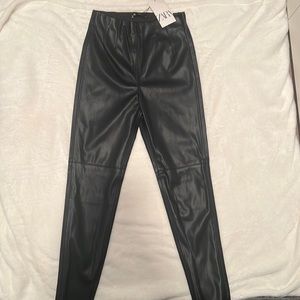 ZARA faux leather leggings hi-rise